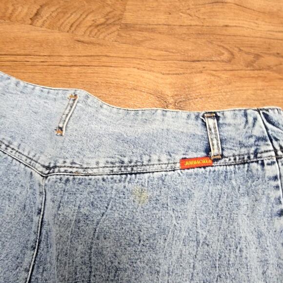 Vintage Acid Wash Denim Shorts Pleated High Waist Womens 12 Juniors 13/14 - Picture 10 of 15